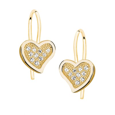 Joy|S - Zilveren hartje oorbellen - kidney oorhangers - zirkonia - gold plated