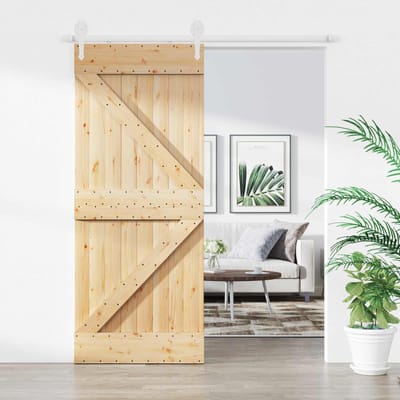 vidaXL - Schuifdeur - 85 - x - 210 - cm - Massief - Pine - Hout - (Onbehandeld)
