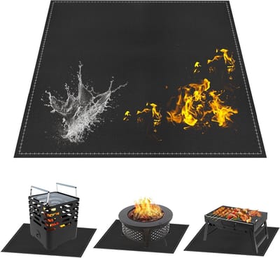 Hittebestendige en Vouwbare Brandveilige Mat 96 x 96 cm van Charcoal Vilt voor Buitengebruik, Ideaal voor Kachels en Barbecues