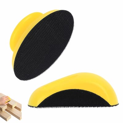 Schuurblok, klittenband, 2 stuks, 125 mm, handschuurblok, rond en muisvormig, polijstblok voor doe-het-zelf houtbewerking, meubelrestauratie, auto-carrosserie
