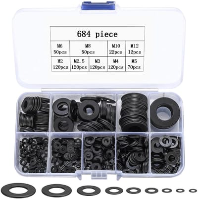 Set van 684 Stuks: Diverse Trays, Schotelringen en Metalen Rondes voor Keuken en Reparatie Werkplaatsen, M2 tot M12 Schroeven