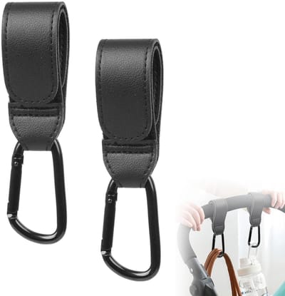 Dailygoods - Kinderwagenhaak - Draagbare haak voor luiertassen - Zwart - Ophanghaken voor boodschappen - Sterk en duurzaam - Geschikt voor kinderwagens