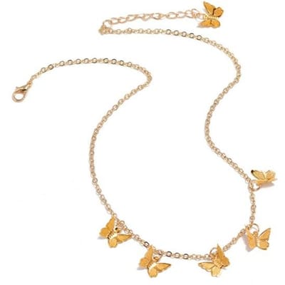 Collier pendentif papillon multicouche pour femme, breloque vintage, papillons dorés, ras du cou, mode, exquis, classique, bijoux, cadeau