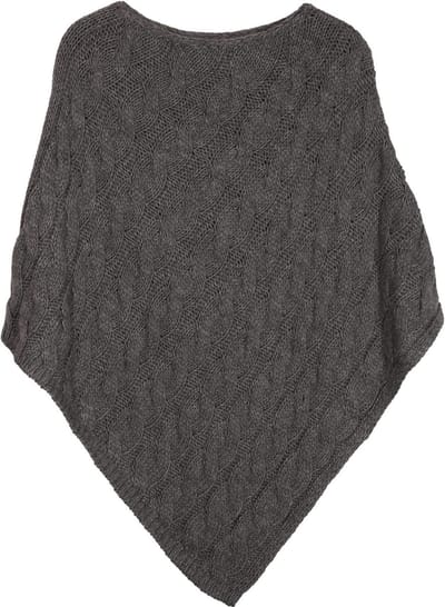 styleBREAKER gebreide poncho met vlechtpatroon, ronde hals gebreide poncho, grof gebreid, dames 08010040