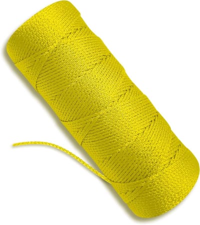 Gevlochten Nylon Touw - Metselaarslijn Tuinsnoer - Projecten Markeren - Niet-rafelend Ontwerp - 250 Voet Lengte - Fluorescerend Geel