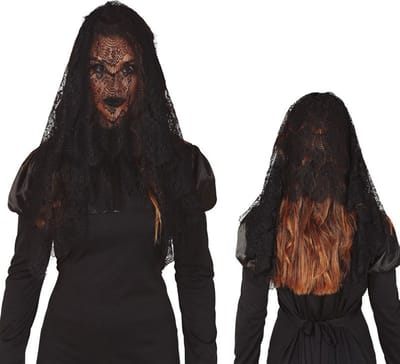 Fiestas Guirca - Zwarte sluier - Halloween - Halloween accessoires - Halloween verkleden