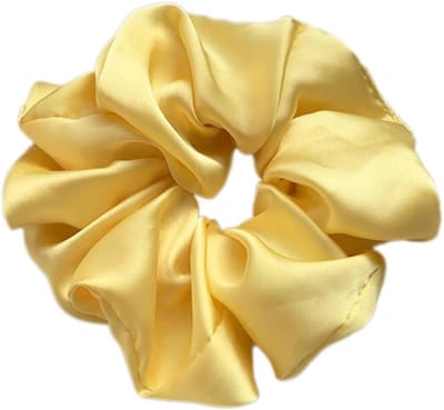 Zachte Zijde Scrunchies en Haarelastieken voor Vrouwen en Meisjes, Anti-Breakage Ponytail Houder in Geel, Ideaal voor Gezond Haar en Comfortabel Gebruik