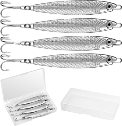 4-delige metalen zee forel aas met boorhaken, ideaal voor snoek, baars en zeevissen met jigs