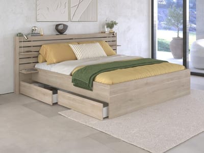 Vente-unique Bedframe hout natuurlijk licht 180 x 200 cm