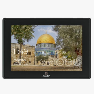 Smart Azan Clock | Muadhin | Zwart | Slimme Adhaan Klok | Azan Gebedsklok | Moslim Klok met Qoran, 20 Adhaan Stemmen, Roqya, Dua’s & Hadith