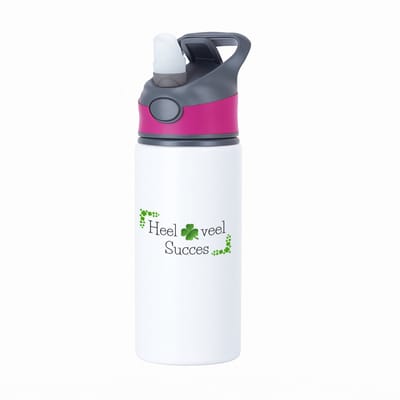 Hacebo® - Afscheid collega cadeau - waterfles met rietje roze - Collega - Collega met opdruk - Collega kado - Collega cadeau - Collega afscheid - Klavertje vier - verjaardag - liefste Collega - Leuk kado om te geven - water fles - 650ML