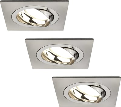 Ledvion - 3X LED Inbouwspot Sevilla - Dimbaar - 3W - 2700K - Ø92 mm - RVS