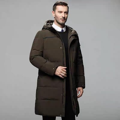 Nieuwe Donzen Jas Heren Medium en Lang Heren Winter Verdikte Jas Middelbare Leeftijd en Oudere Heren Casual Jas XXXXL donkerbruine kleur