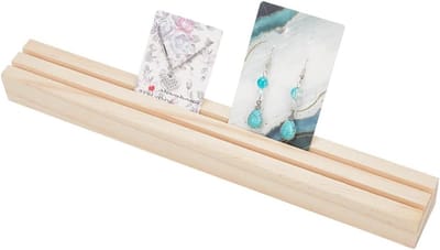 Houten Oorbellen Displaystandaard met 2 Slots, Lange Sieradenhouder voor Oorbellen en Ringen, Ideaal voor Thuis en Winkelgebruik, 31 x 4 cm