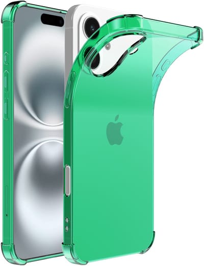 Smartphonica Telefoonhoesje Geschikt voor iPhone 16 Transparant Schokbestendig Siliconen Hoesje met Stootrand - Shockproof Back Cover Case - Groen geschikt voor iPhone 16