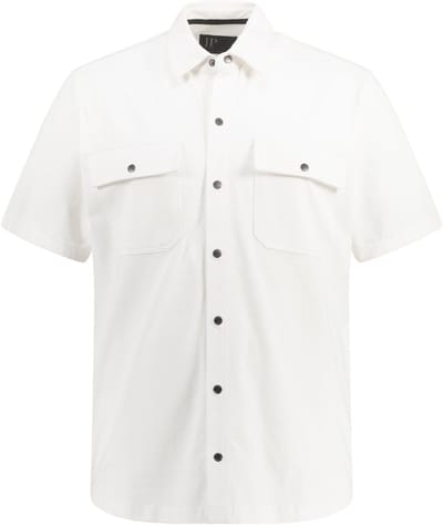 JP 1880 - Heren - Jersey overhemd korte mouwen kentkraag modern fit - Crèmewit - Maat 3XL