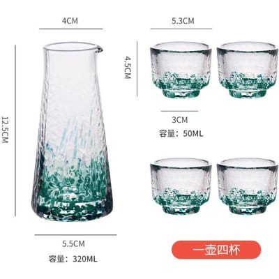 Japanse Kleurkristal Sake Pot S Glazen Set Hamerpatroon Alcohol Wijnverdeler Kleurpunt Spirit Decanteerfles Vodka Glazen Theekop 50ml - 320ml