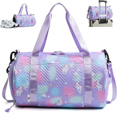 Sporttas voor Meisjes, 25 Liter, Ideaal voor Yoga en Zwemmen, Waterdichte Gymtas met Schoen- en Natvak, Perfect voor Kinderen en Vrouwen, Paars, Comfortabel en Ruim