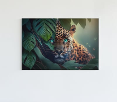Canvas Schilderij - Dieren - Luipaard - Kleurrijk - 60x40x2 cm
