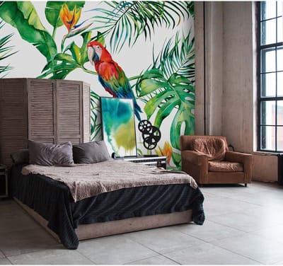 Fotobehang Parrot1 DD116614 A.S. Création Greenery Groen Rood Vlies 260 x 260 cm (2 Teile) Fotobehang online webshop