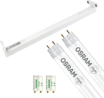 LED TL Armatuur met T8 Buis - OSRAM SubstiTUBE Value EM 840 - Igia Dybolo - 60cm Dubbel - 15.2W - Natuurlijk Wit 4000K