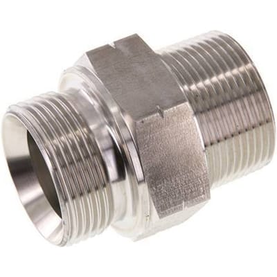 1 1/4'' NPT x G 1 1/4'' RVS Borstnippel 40 Bar - Hydrauliek - FL2S-M-ST-114NG