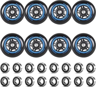 Set van 8 Inline Skate Wielen 70 mm 88A met ABEC 9 Lagers voor Binnen en Buiten, Geschikt voor Rollerblades en Skates