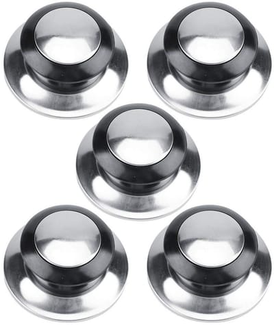 Allecto - Pan Lid Knop - Hittebestendig - Modern Design - Zwart - Keuken Accessoires - 5 Stuks - Geschikt voor Pannen