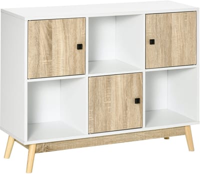 HOMCOM Dressoir - Spaanplaat - 96x30x75cm - Natuurlijk hout
