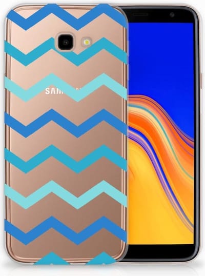 Samsung Galaxy J4 Plus (2018) TPU bumper Zigzag Blauw
