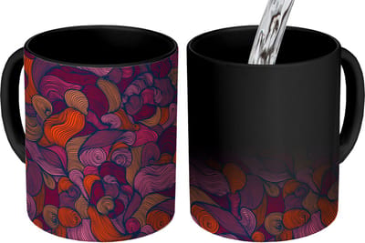 Magische Mok - Foto op Warmte Mokken - Koffiemok - Patroon - Line art - Art nouveau - Magic Mok - Beker - 350 ML - Theemok