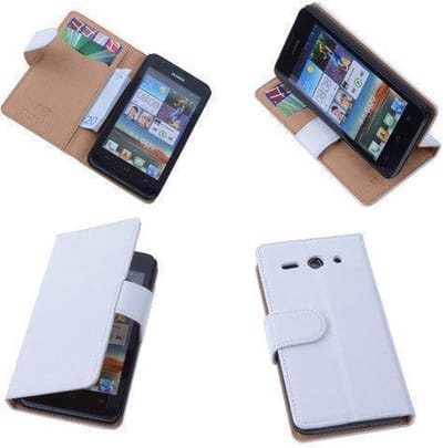 PU Leder Wit Hoesje Huawei Ascend Y530 Book/Wallet Case/Cover