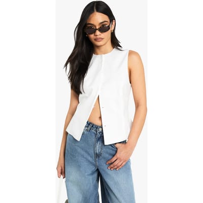 boohoo Dames Op maat gemaakt vest met verborgen knopen | Wit | Maat: 36