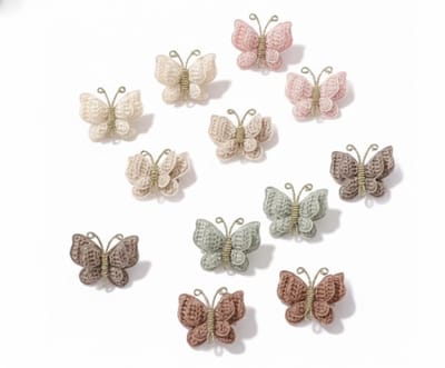 Gehaakte vlinder haarspeld set – pastel haarclips voor meisjes en dames – zachte gehaakte vlinder clipjes – multicolor set van 12 stuks