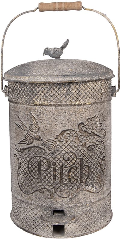 Clayre & Eef Pedaalemmer 24x24x36 cm Grijs Metaal