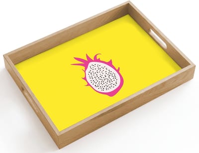 Dienblad hout 40x30 cm - Schootdienblad - Illustratie - Drakenvrucht - Kleurrijk - Borrelplank rechthoek - Plateau dienbladen
