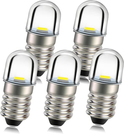 5 stuks 12V E10 Fitting LED Lampen - 1W Warm Wit - Vervanging voor Koplampen en Zaklampen