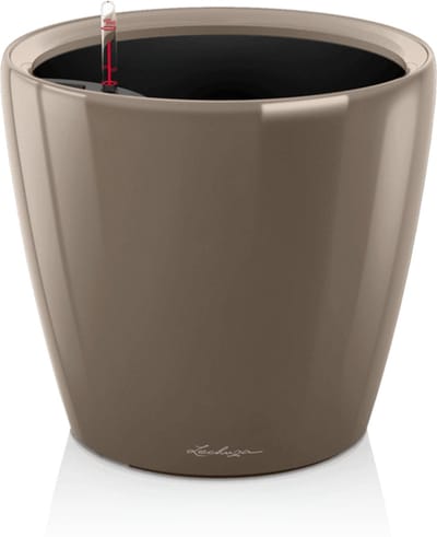 LECHUZA CLASSICO PREMIUM LS 21 - Plantenbak - met uitneembare binnenbak - met bewateringssysteem - ALL-IN-ONE set met LECHUZA-PON - taupe hoogglans