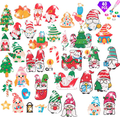 40 PCS Diamond Painting Kit/DIY Diamond Sticker Kit voor kinderen/Diamantschilderij/Kinderpatroon Kerst serie Mozaïek Foto