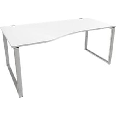 Schäfer Shop  Genius Free-form bureau MODENA FLEX, beugelvoet, handmatig in hoogte verstelbaar, linkeruitbouw, B 1800 mm, wit