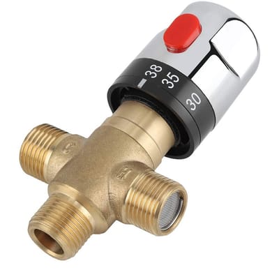 Dailygoods- Thermostatische Mengkraan 3-weg - Messing - Veiligheidsschakelaar 38ºC/42ºC - Eenvoudig te installeren - Inlaat 15 mm - Geschikt voor badkamer/keuken