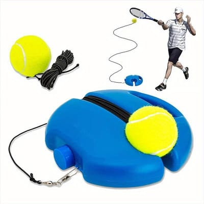 Entraîneur de tennis, balle de rebond avec plinthe à cordes, auto-apprentissage, amortisseur de tennis, outil d'entraînement, équipement d'exercice bleu