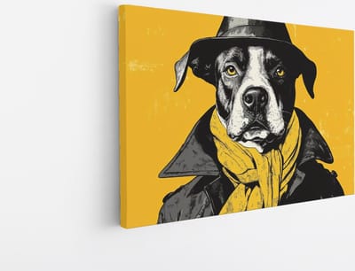 Saammp Canvas Schilderij - Grappige Hond - Natuur - Dieren - 45x30 - Foto op canvas - Wanddecoratie - Muurdecoratie Woonkamer - Slaapkamer decoratie - Canvas Print
