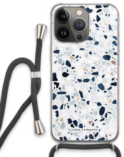 Case Company® - Hoesje met koord geschikt voor iPhone 13 Pro hoesje met Koord - Terrazzo N°1 - Telefoonhoesje met Zwart Koord - Bescherming aan alle Kanten en Over de Schermrand