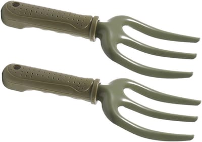 Onkruidvork met handvat - Tuinvork wieden - Grond bewerken - Stevige ijzeren constructie - 23 cm lengte - Groen