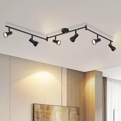NETTLIFE Opbouwspot GU10 - 6-Lichts - zwart - Metaal - met creatief ontwerp - 350° draaibar Wandspot - Moderne Plafondlamp - voor Slaapkamer | Keuken | Hal | Woonkamer - L 150cm-excl. lichtbron