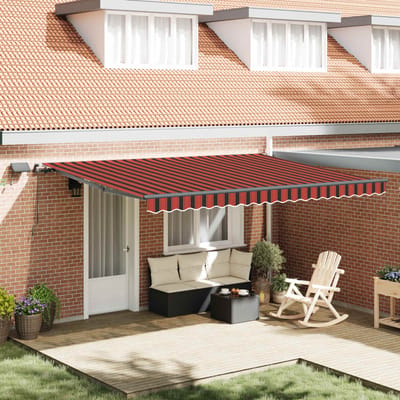 vidaXL - Uitschuifbare - luifel - Oranje - en - bruin - 450 - × - 350 - cm
