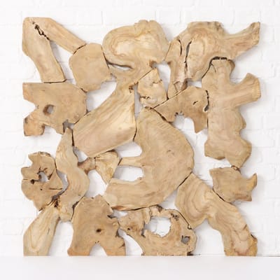 Wanddecoratie - Muur decoratie - 100x100x3cm - Hand gemaakt - Teak wood (Tectona grandis) - Naturel