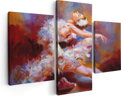 Artaza Canvas Schilderij Drieluik Ballerina van Olieverf - Ballet - 90x60 - Foto Op Canvas - Canvas Print