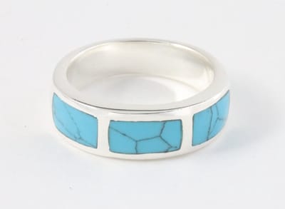 Zilveren ring met blauwe turkoois - maat 17